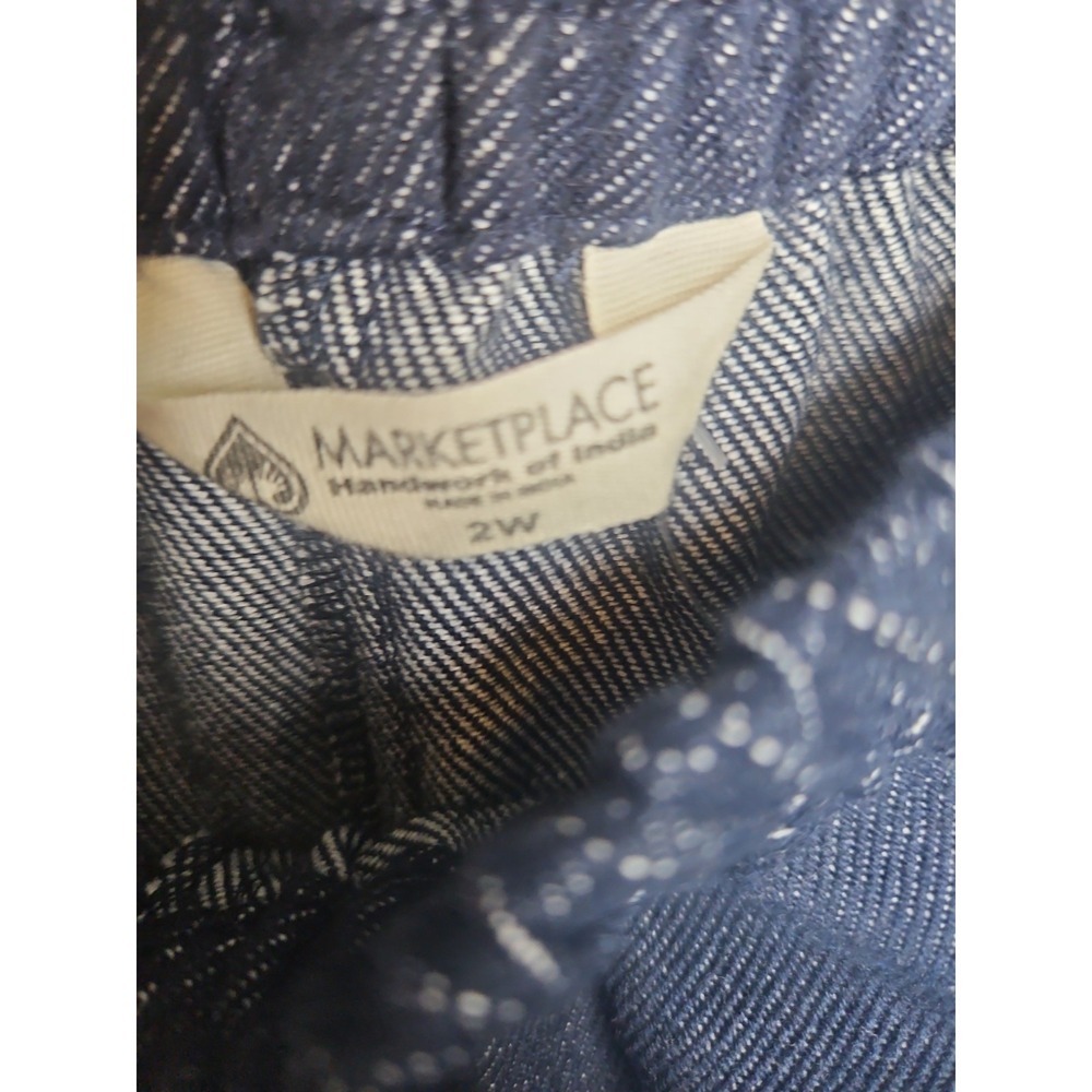 Marketplace Of India 2W Blue Vest Top Pant Set Embroidered Lagenlook Minimalist - Picture 11 of 16